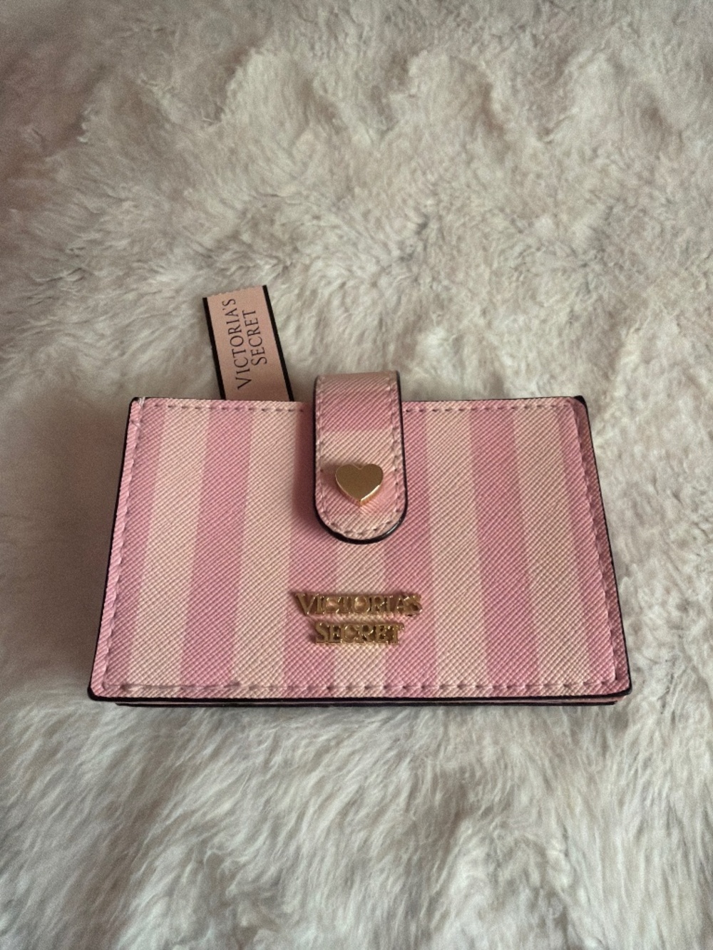 Victoria’s Secret Card Holder - pink stripes classic VS